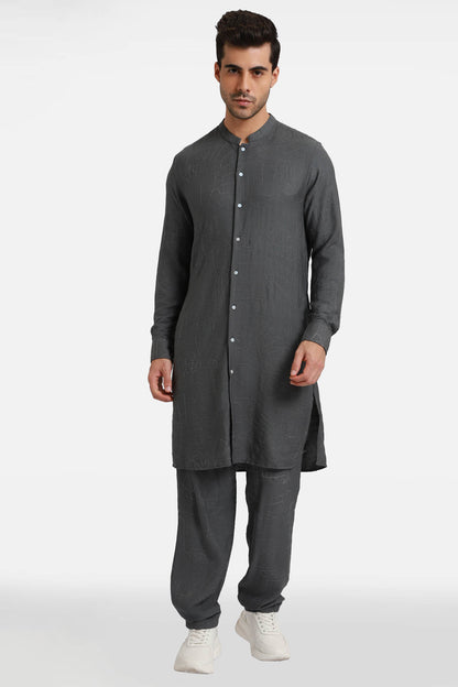 Grey Embroidered Kurta