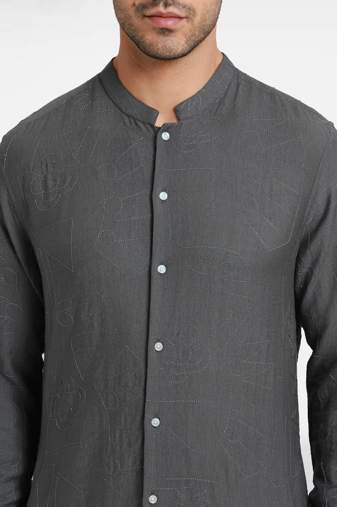 Grey Embroidered Kurta