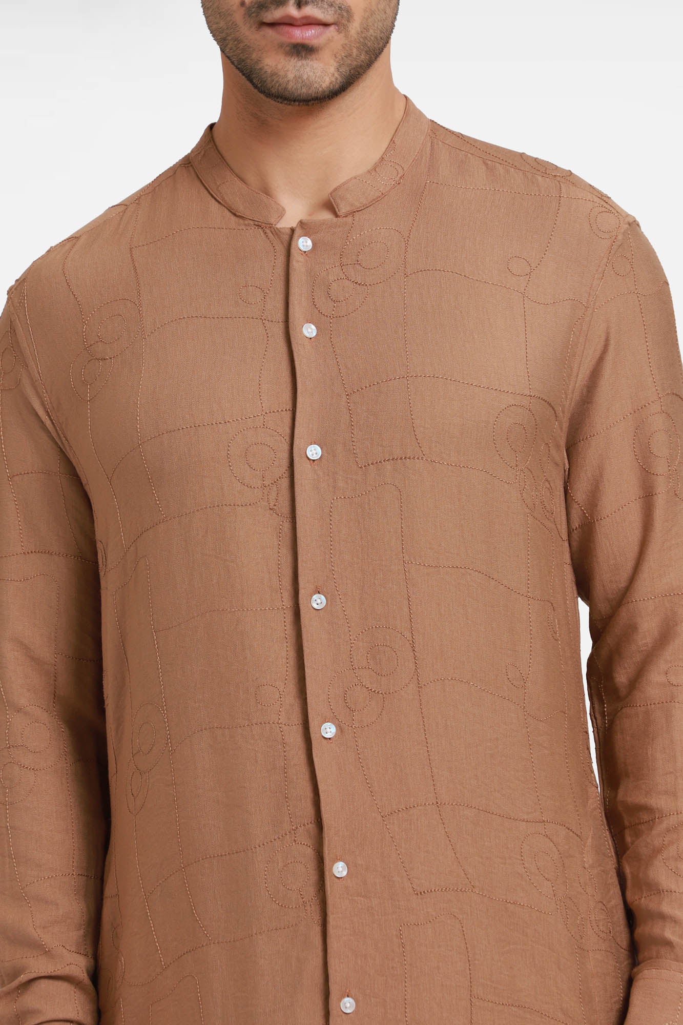 Caramel Embroidered Kurta