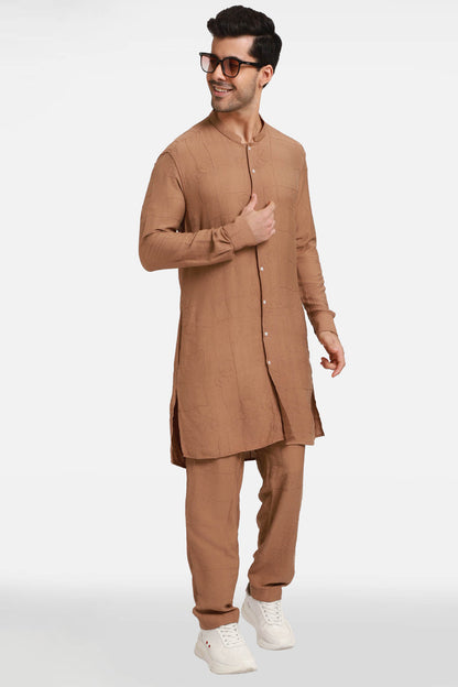 Caramel Embroidered Kurta