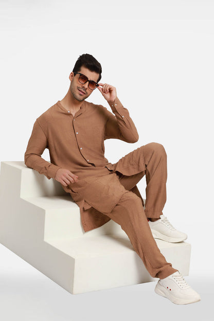 Caramel Embroidered Kurta