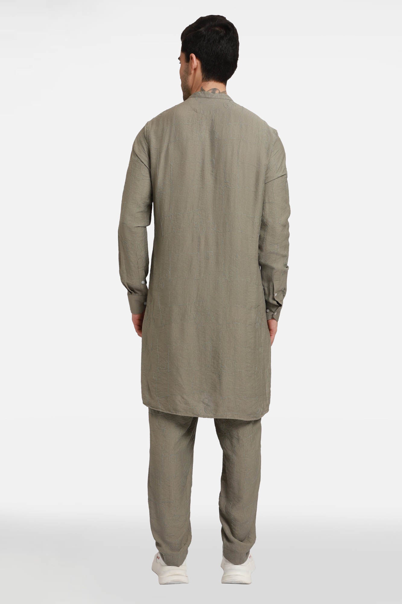 Olive Embroidered Kurta