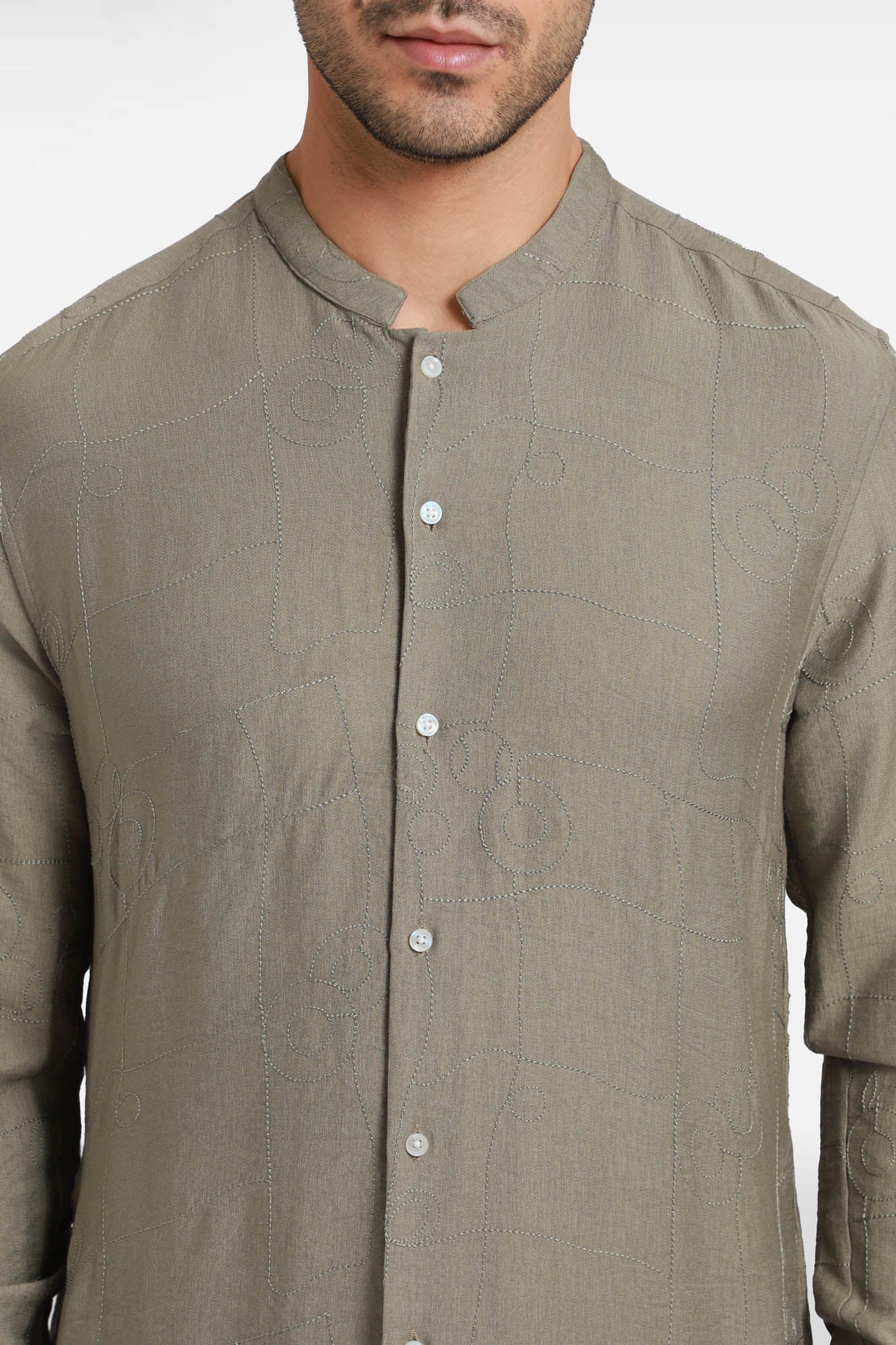 Olive Embroidered Kurta