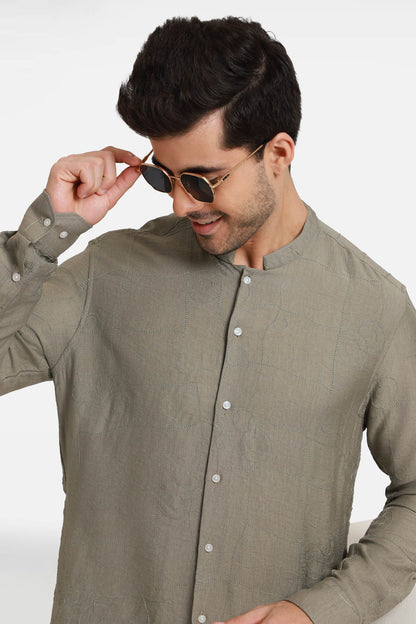 Olive Embroidered Kurta