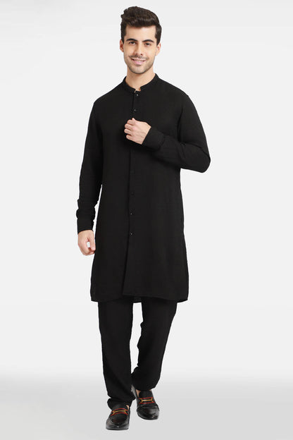 Black Embroidered Kurta