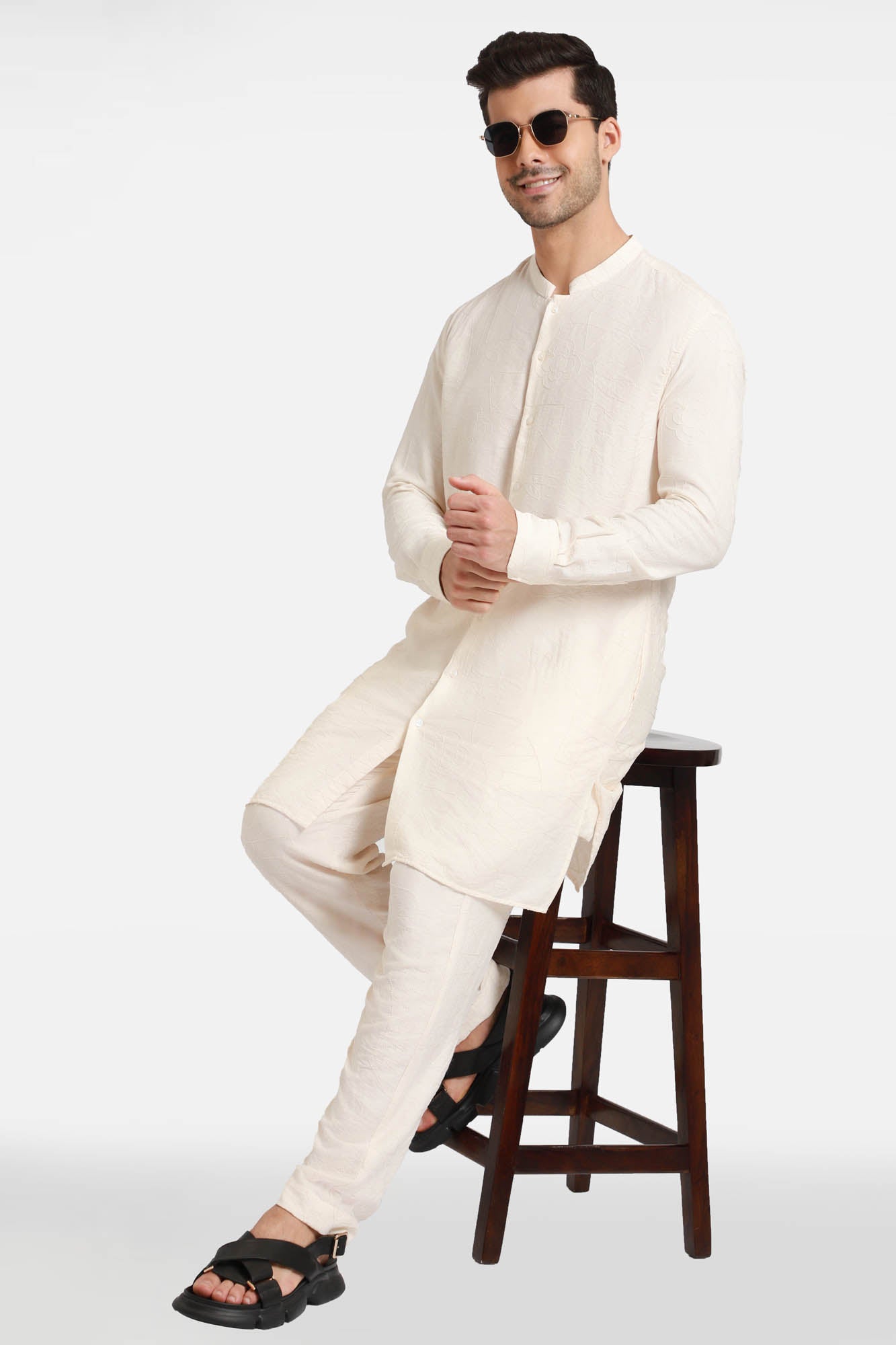 Ivory Embroidered Kurta