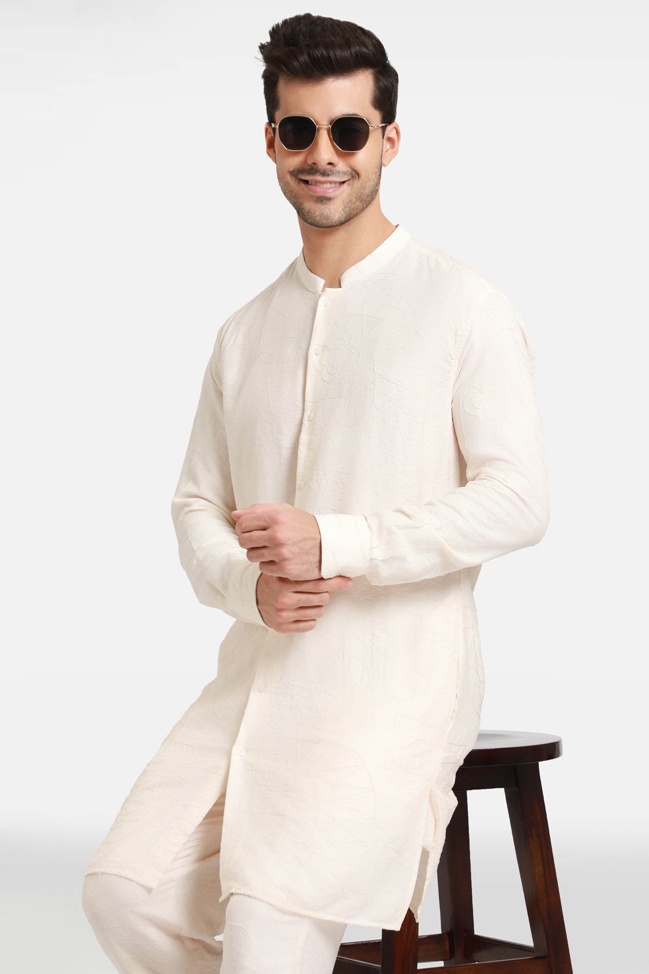 Ivory Embroidered Kurta