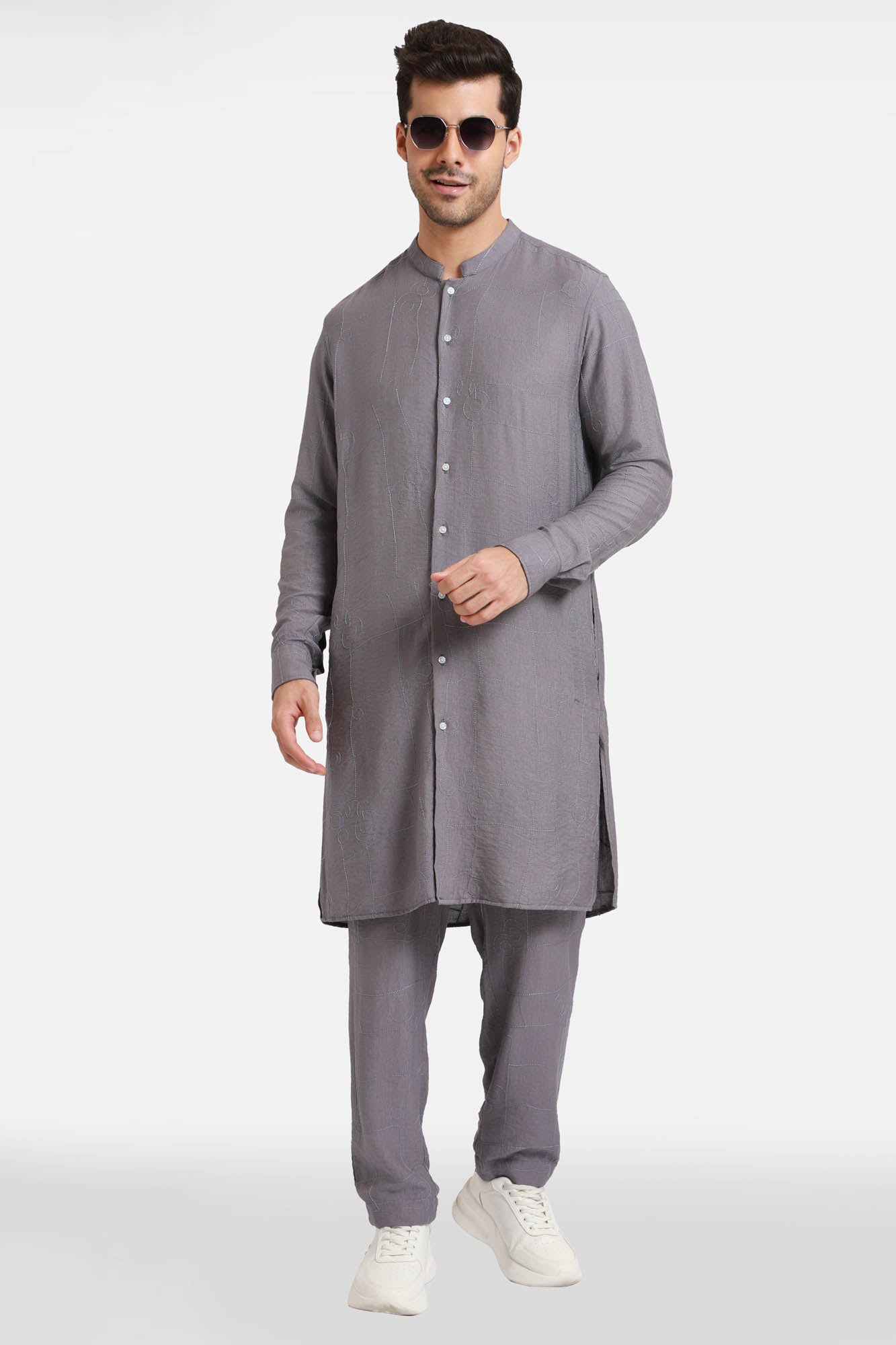 Purple Embroidered Kurta