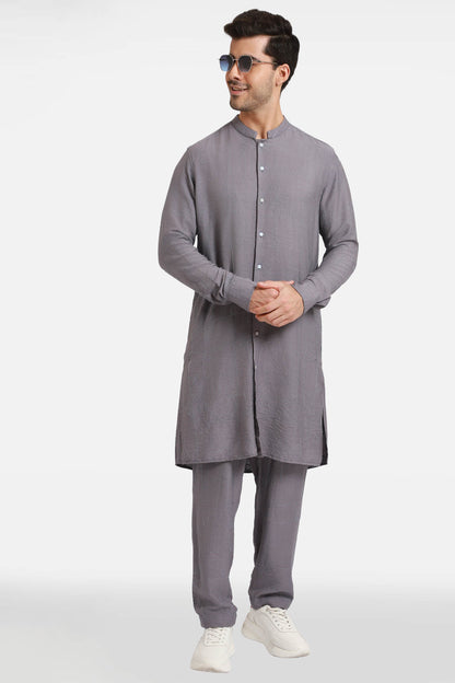 Purple Embroidered Kurta