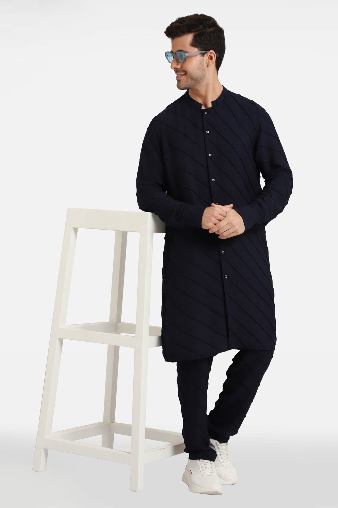 Navy Stripes Kurta