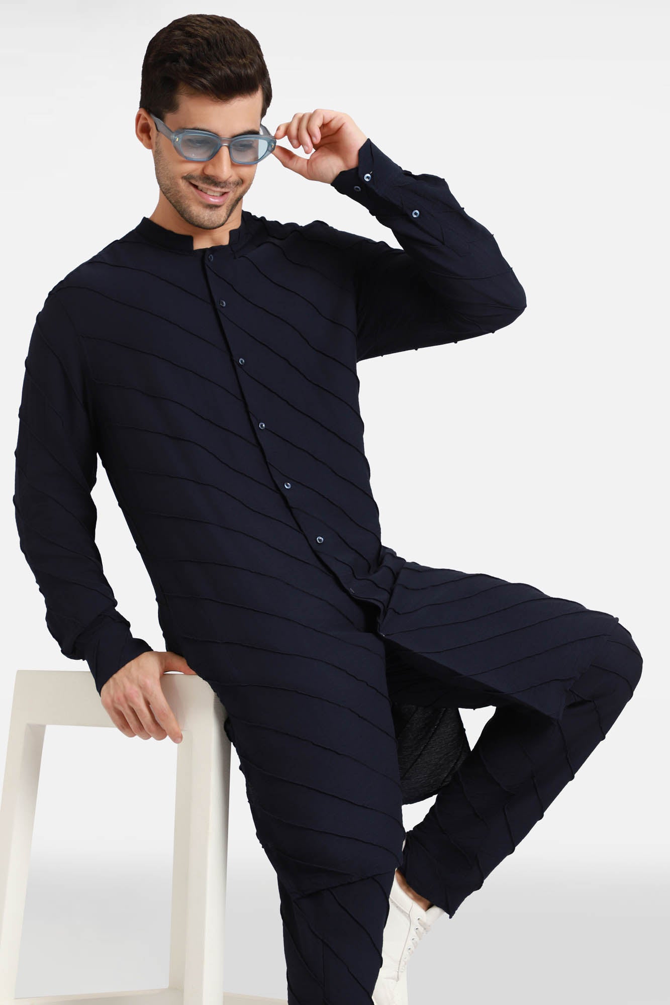 Navy Stripes Kurta