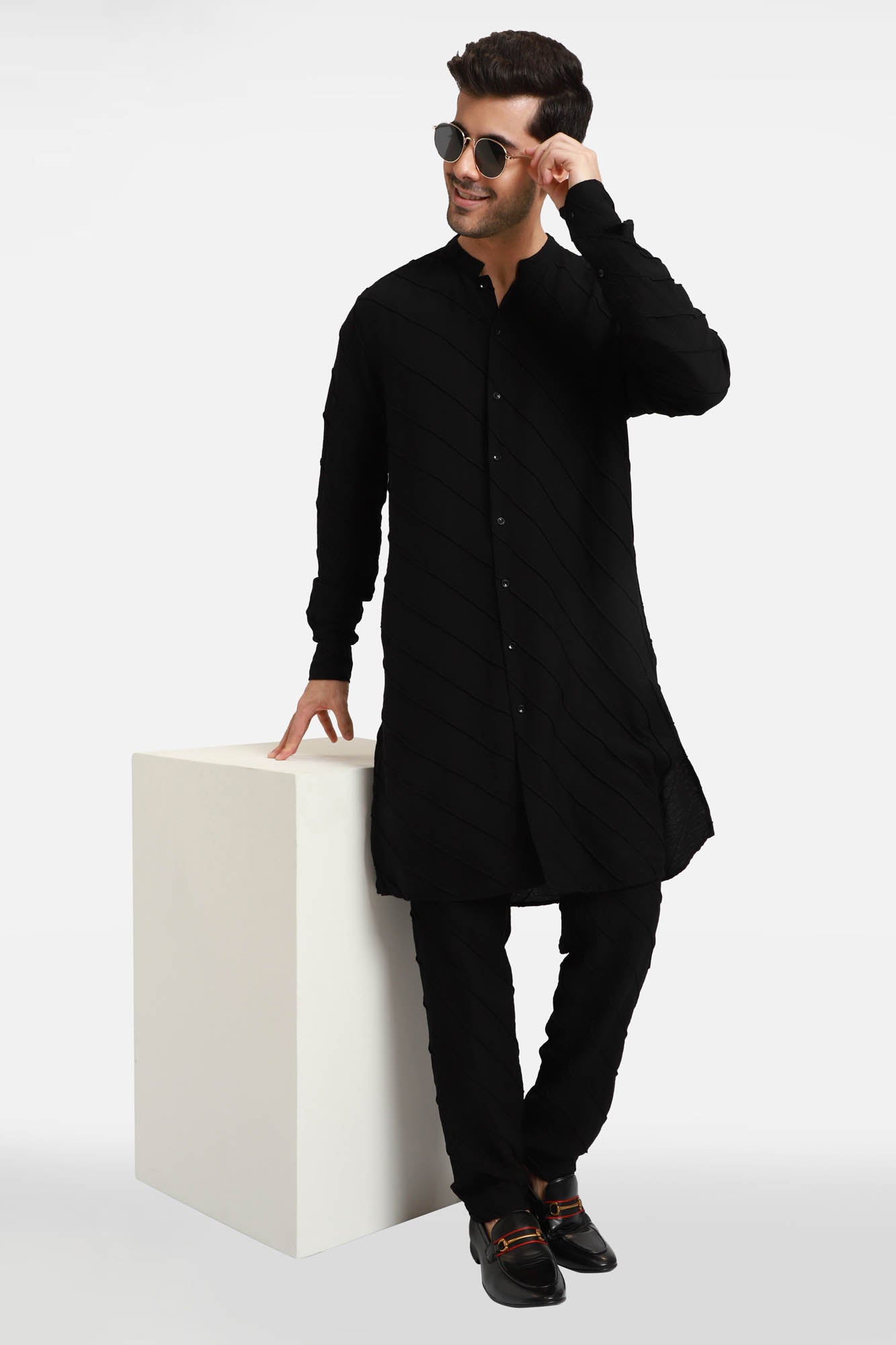 Black Stripes Kurta