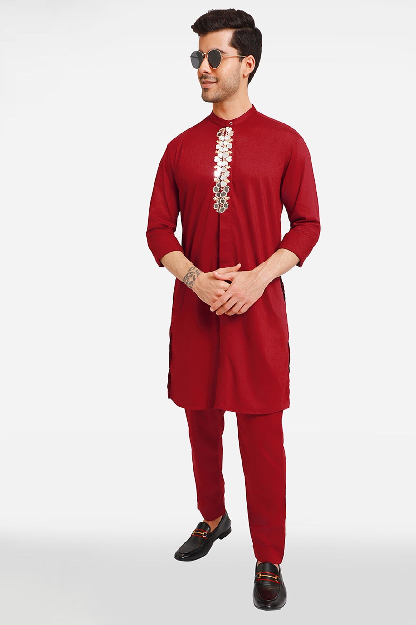 Burgundy  Mirror Kurta