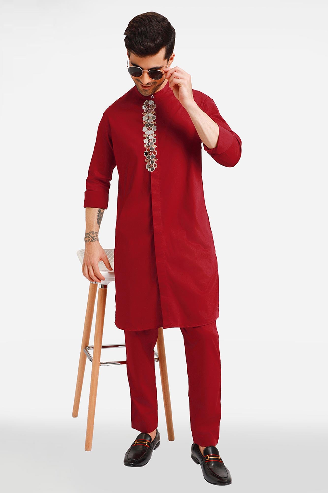 Burgundy  Mirror Kurta