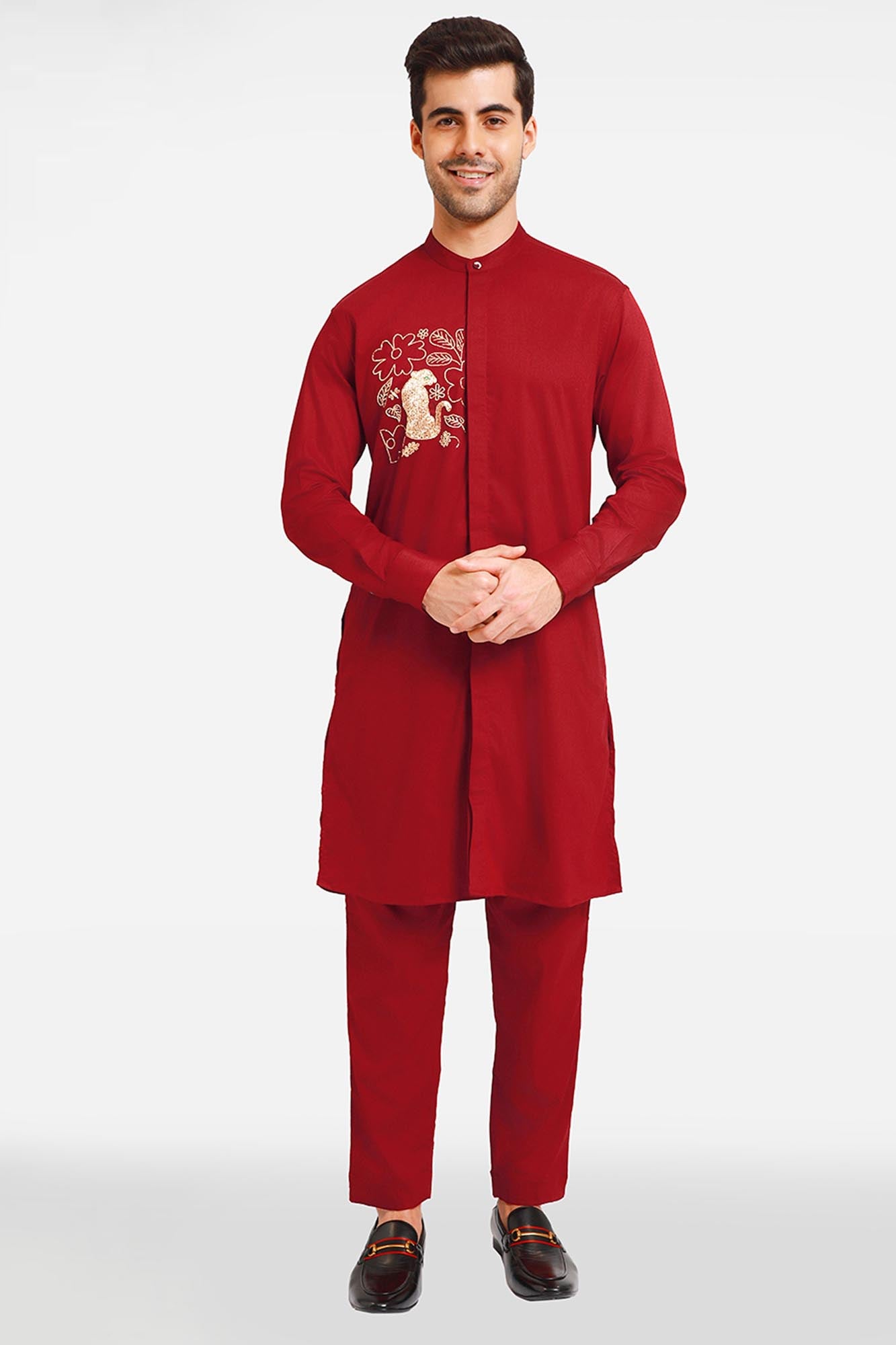 Burgundy Forest of Illusion Kurta