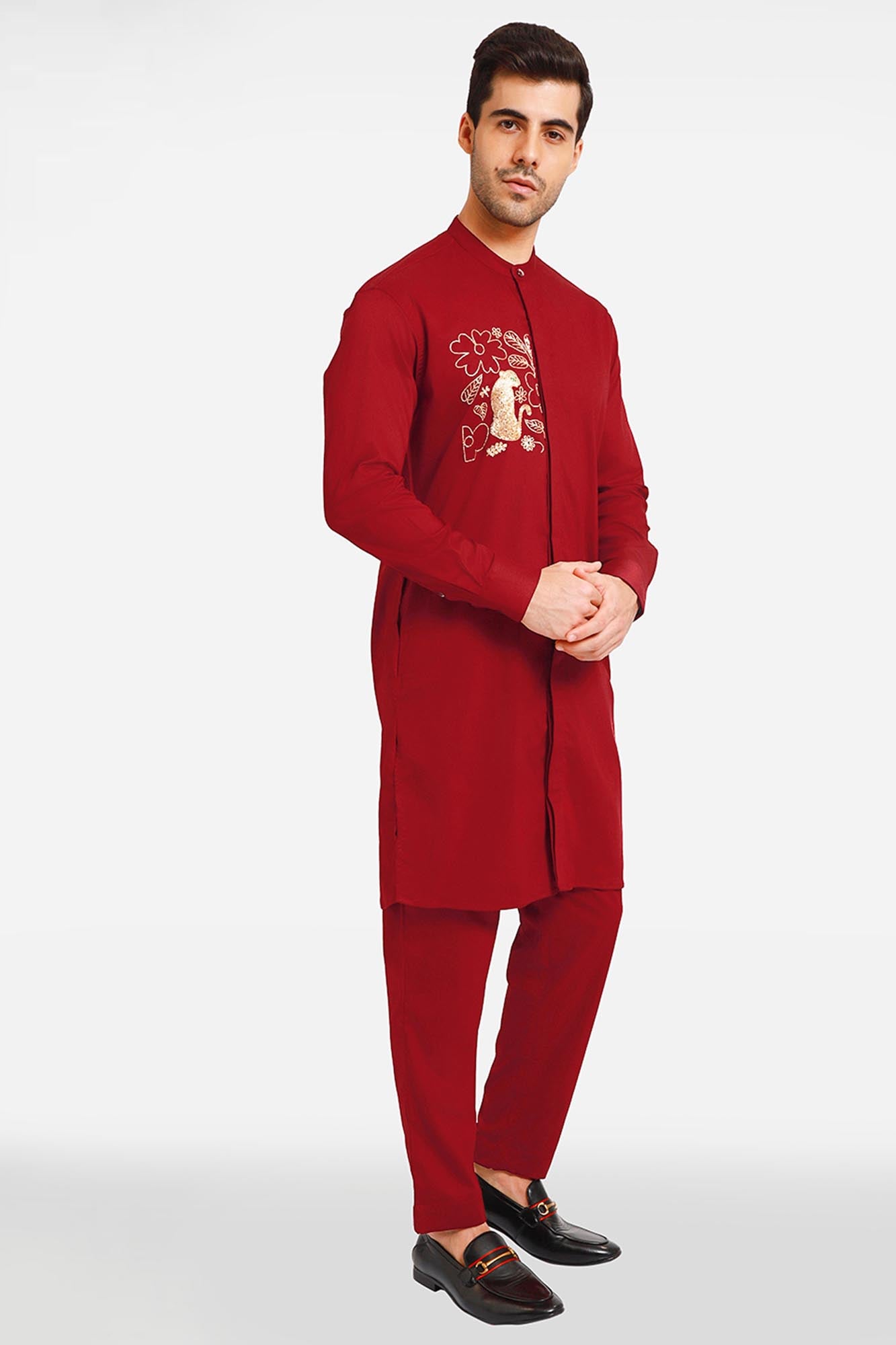 Burgundy Forest of Illusion Kurta