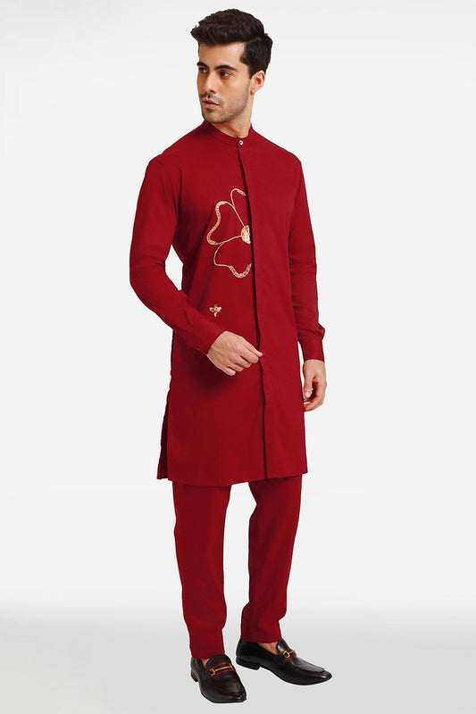 Burgundy Bloom kurta