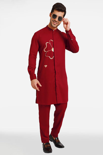 Burgundy Bloom kurta