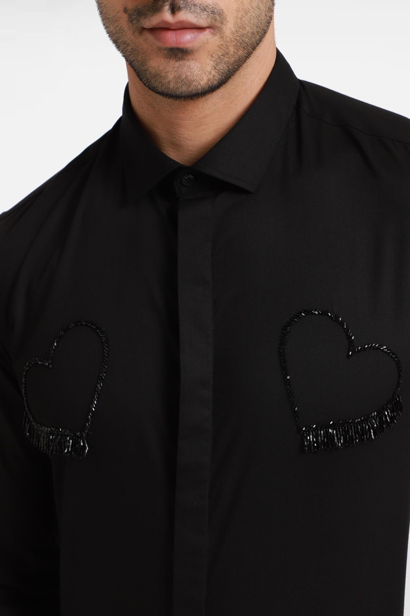 Fringed Heart - Black