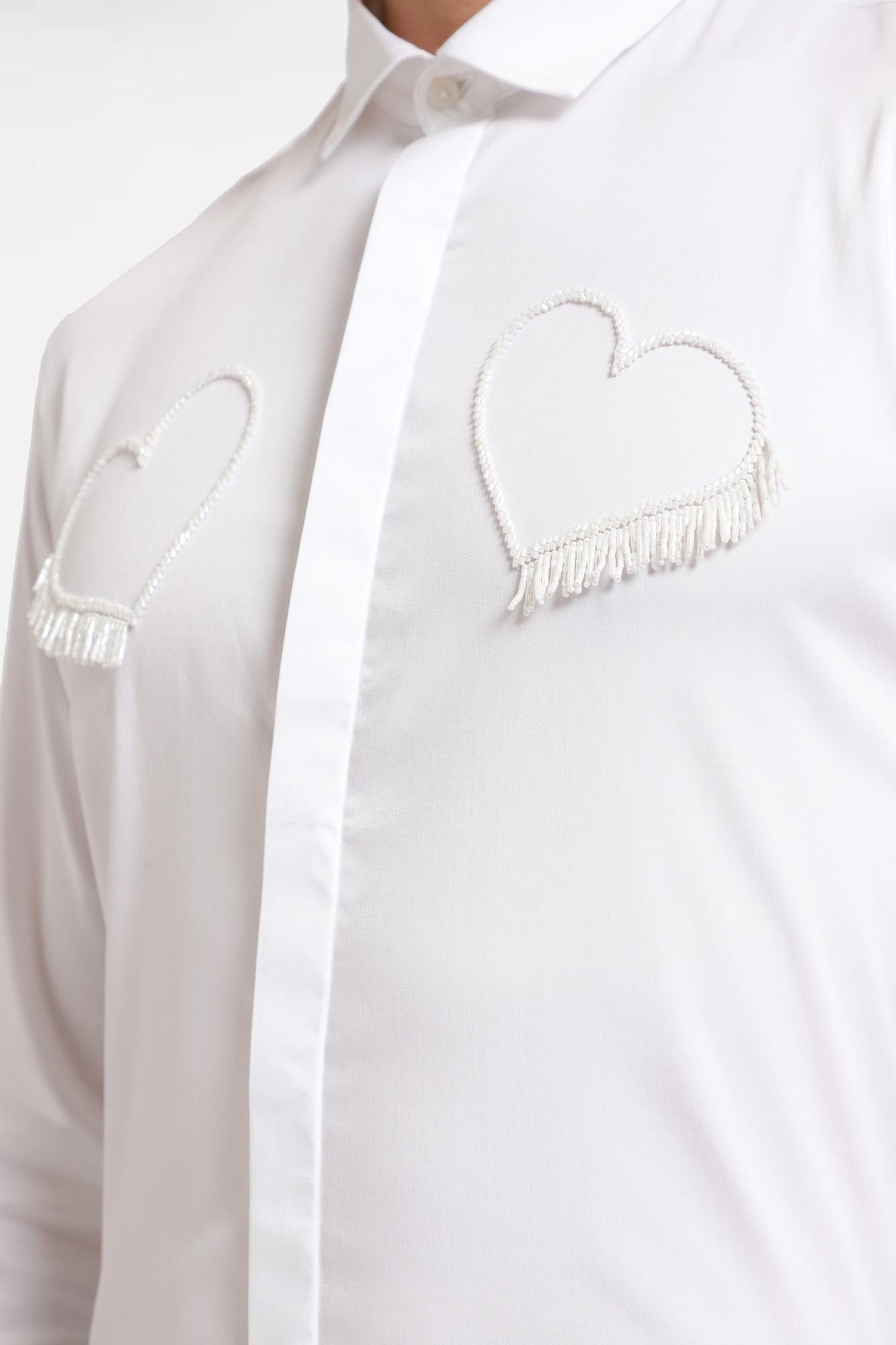 Fringed Heart - White