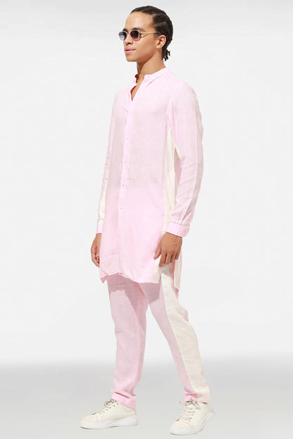 Pink and ivory linen kurta set